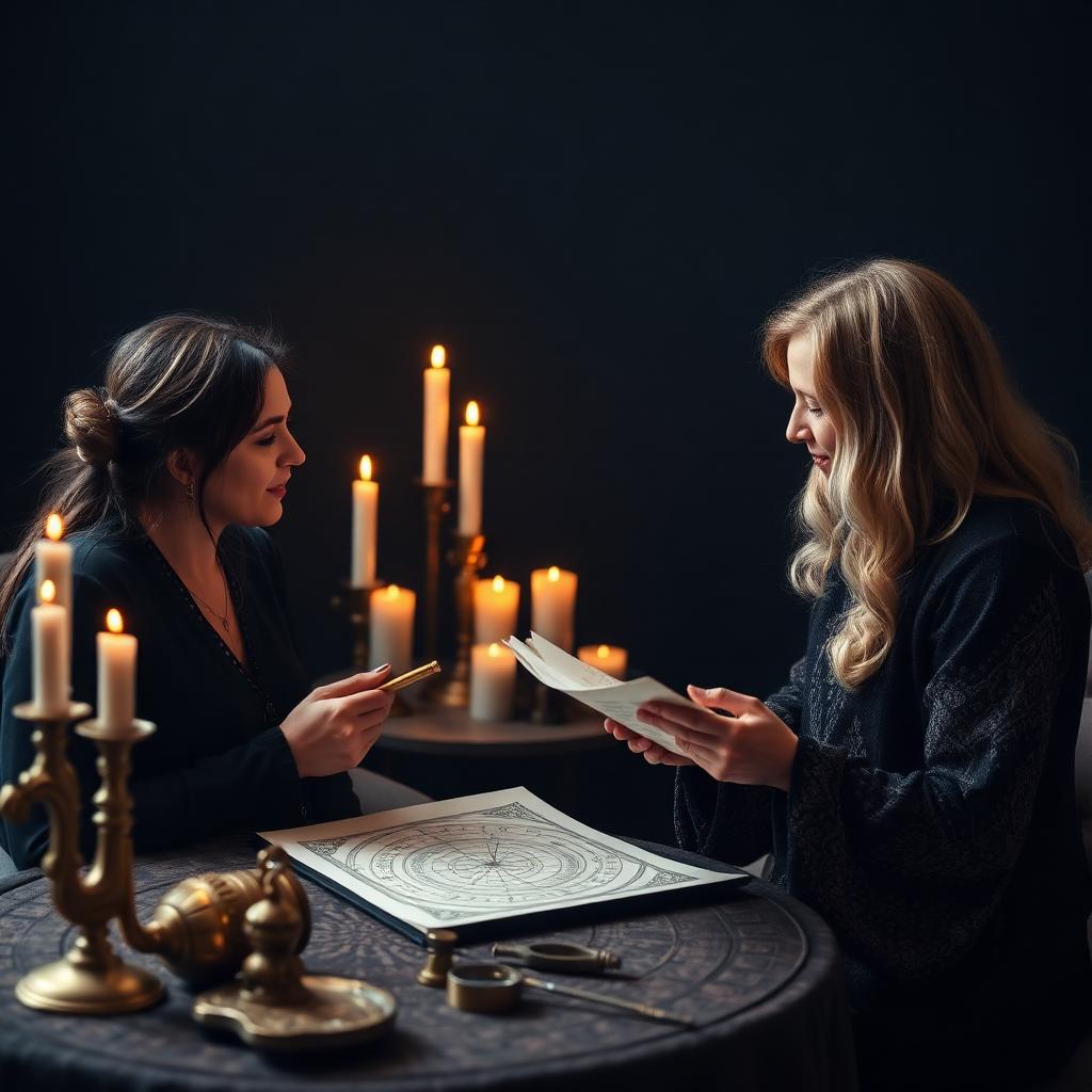 Astrologer reading chart